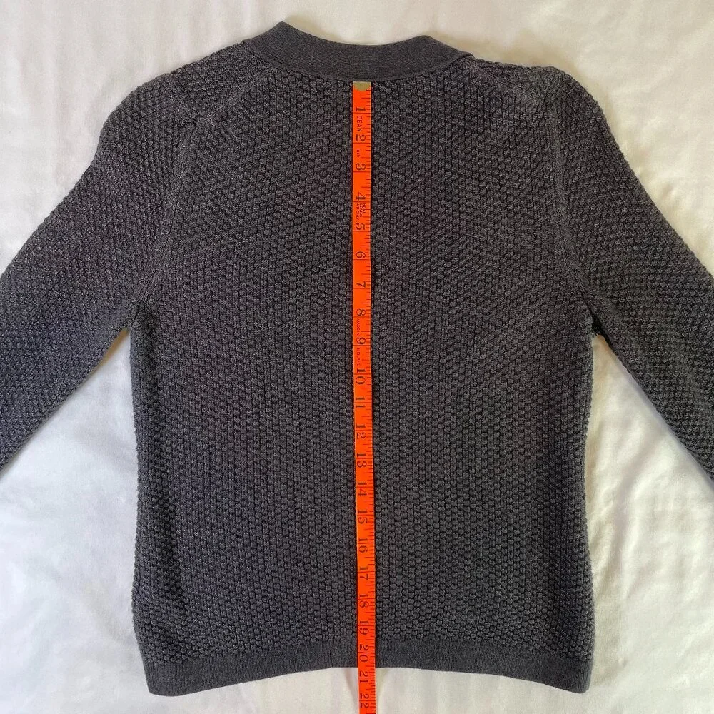 Banana Republic Size S Waffle Knit Cotton Cardigan Gray Open Front Long Sleeves - Picture 6 of 10